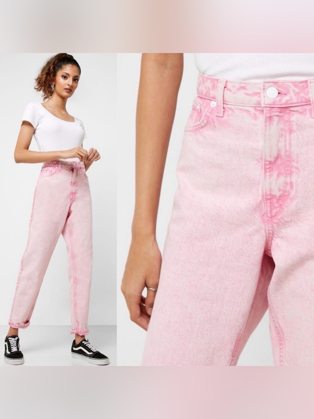 Topshop Acid Wash Pink Mom Jean Size 30